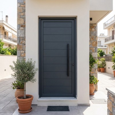 Μονόφυλλη Πόρτα Εισόδου Αλουμινίου ETEM E45 (Βασική Έκδοση)